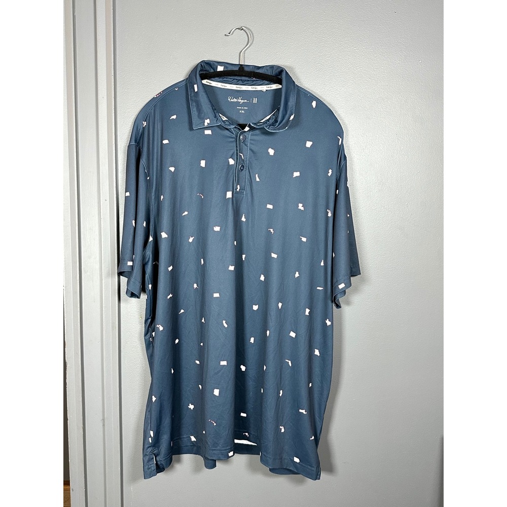 Walter‎ Hagen 11 Mens XXL 50 states golf polo navy blue patrotic 4th july bbq